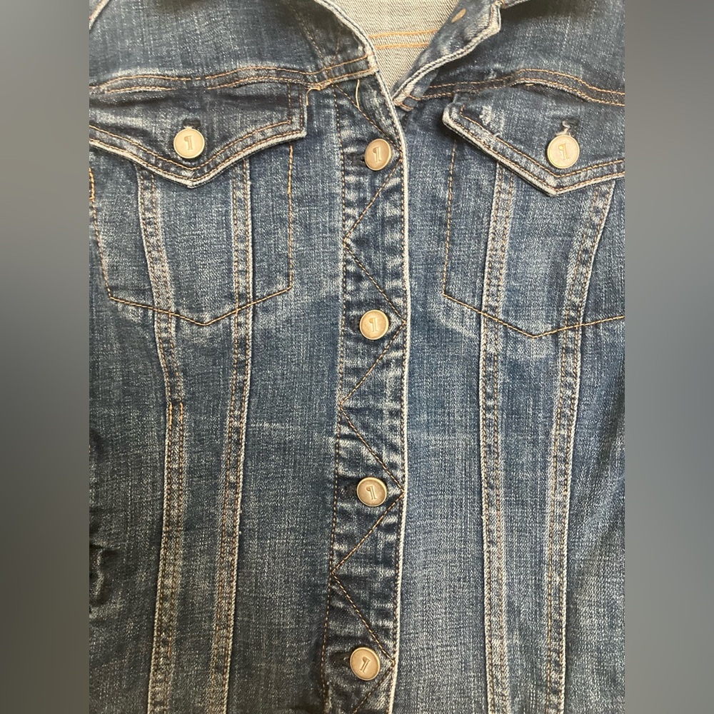 Pilcro and the Letterpress Anthropologie Distressed Denim Jean Trucker Jacket XL - Picture 4 of 6